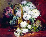 Eugene Henri Cauchois Still Life of Flowers in a Basket painting
